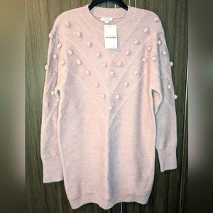 ee:some Pom-Pom Soft Pink Tunic Sweater, Medium
